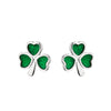 Sterling Silver Enamel Shamrock Stud Earrings