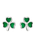 Sterling Silver Enamel Shamrock Stud Earrings