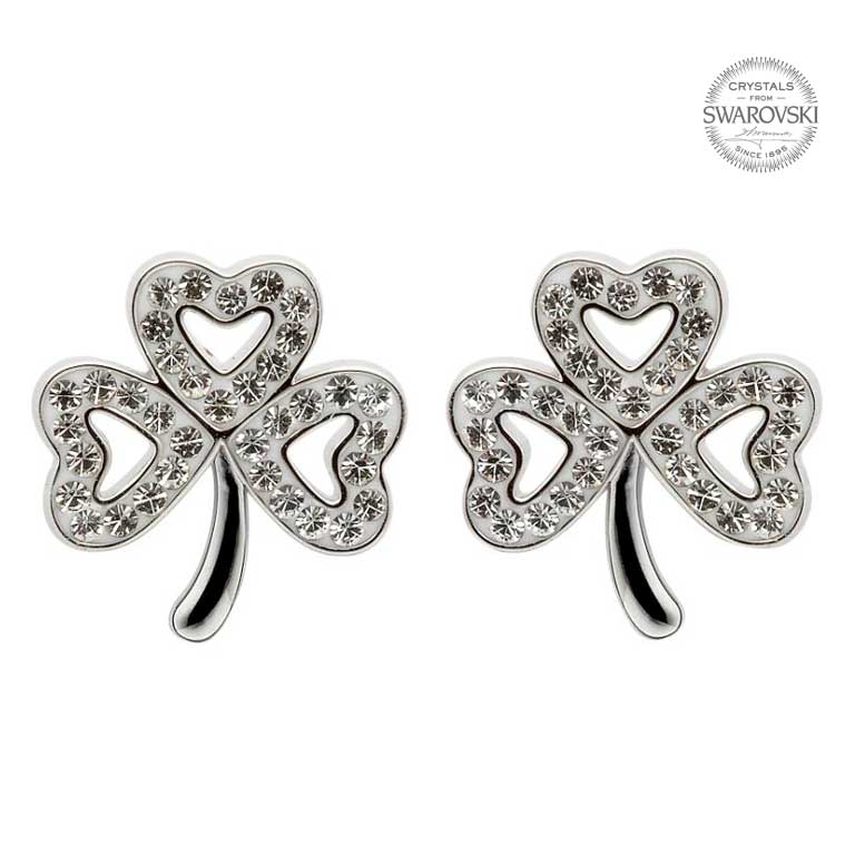 Swarovski Crystals Shamrock Earrings
