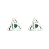 Sterling Silver Green Crystal Trinity Knot Stud Earrings