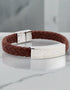 Gents Steel Brown Leather Bracelet