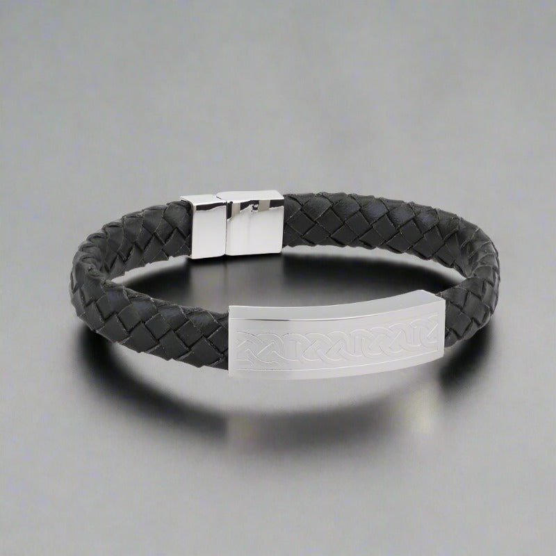 Mens Wide Celtic Leather Bracelet