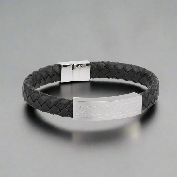 Mens Wide Celtic Leather Bracelet