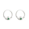 Sterling Silver Green Crystal Claddagh Stud Earrings