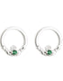 Sterling Silver Green Crystal Claddagh Stud Earrings