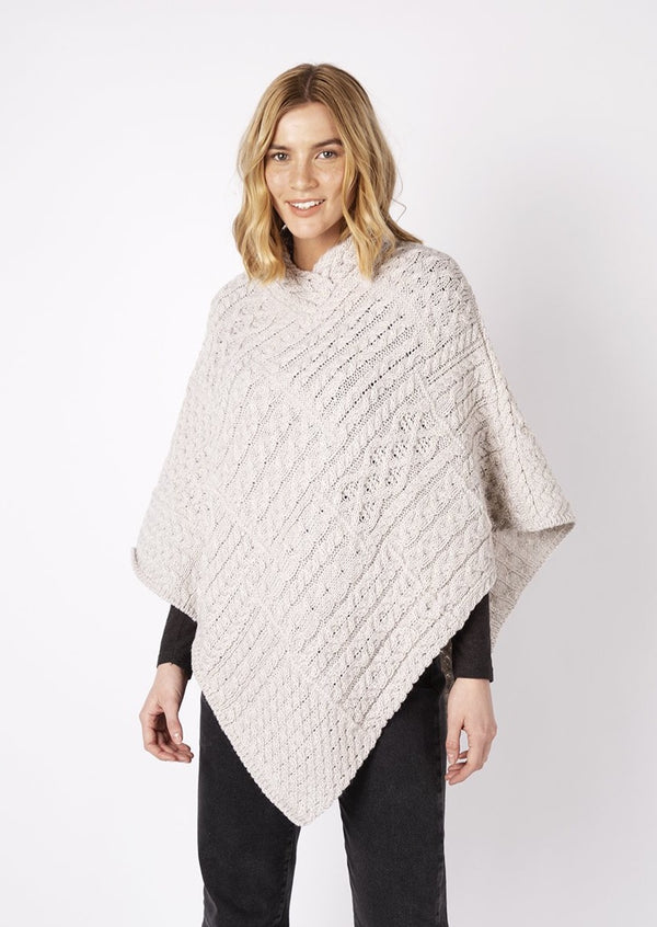 Irelands Eye Silver Marl Elm Patchwork Poncho