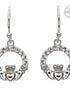 Swarovski Crystal Dangle Claddagh Earrings