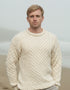 Aran Crew Neck Merino Sweater | Natural