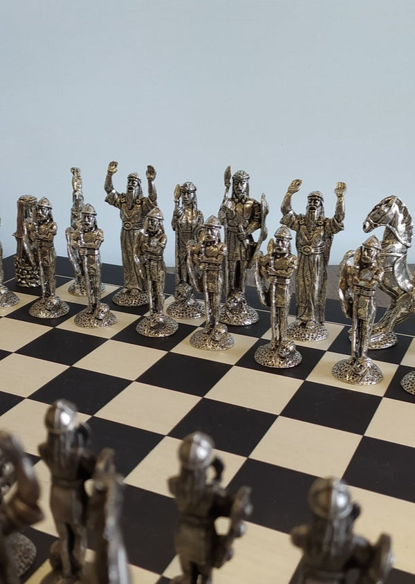 Mullingar Pewter Mythical Chess Set with Board