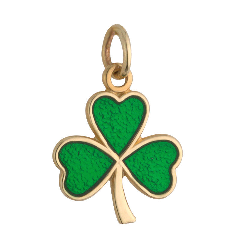 9K Gold Small Enamel Shamrock Charm