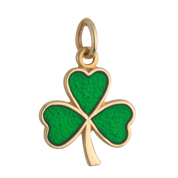 9K Gold Small Enamel Shamrock Charm
