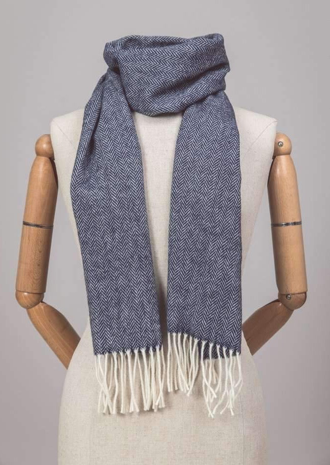 Foxford Navy Herringbone Scarf