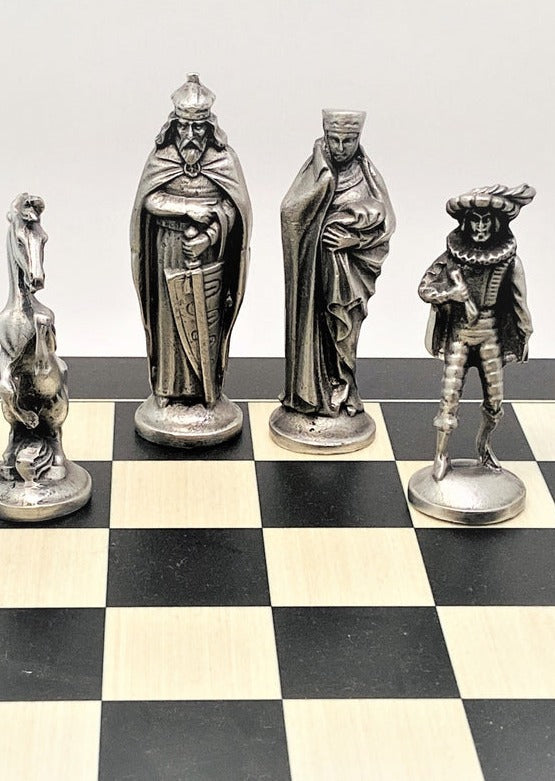 Mullingar Pewter Medieval Chess Set with Board