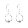 Sterling Silver Green Crystal Claddagh Drop Earrings