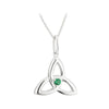 Sterling Silver Green Crystal Trinity Knot Pendant