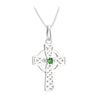 Sterling Silver Large Green Crystal Cross Pendant