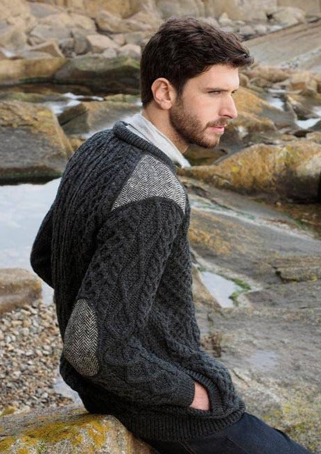 Aran Crafts Crew Neck Tweed Sweater