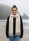 Foxford Bone And White Herringbone Cashmere Scarf