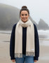 Foxford Cashmere Scarf | Bone White Herringbone