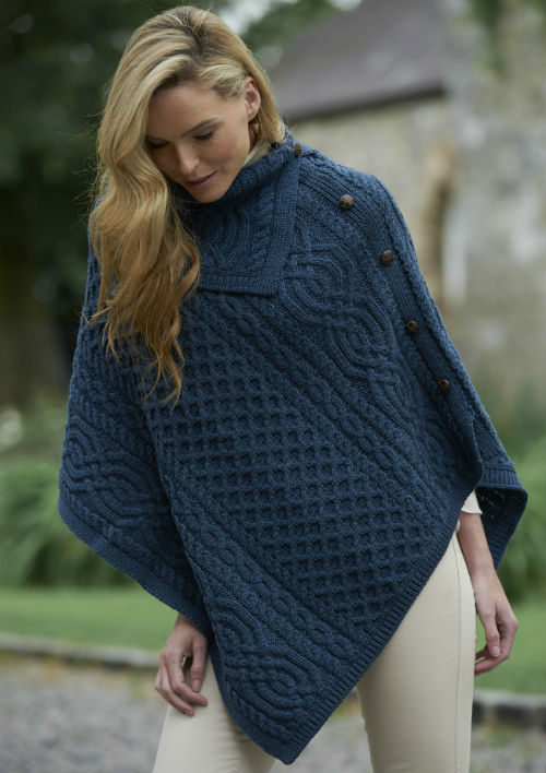 Aran Tipperary Cowl Neck Poncho