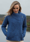 Aran Shannon Side Zip Cardigan - Blue