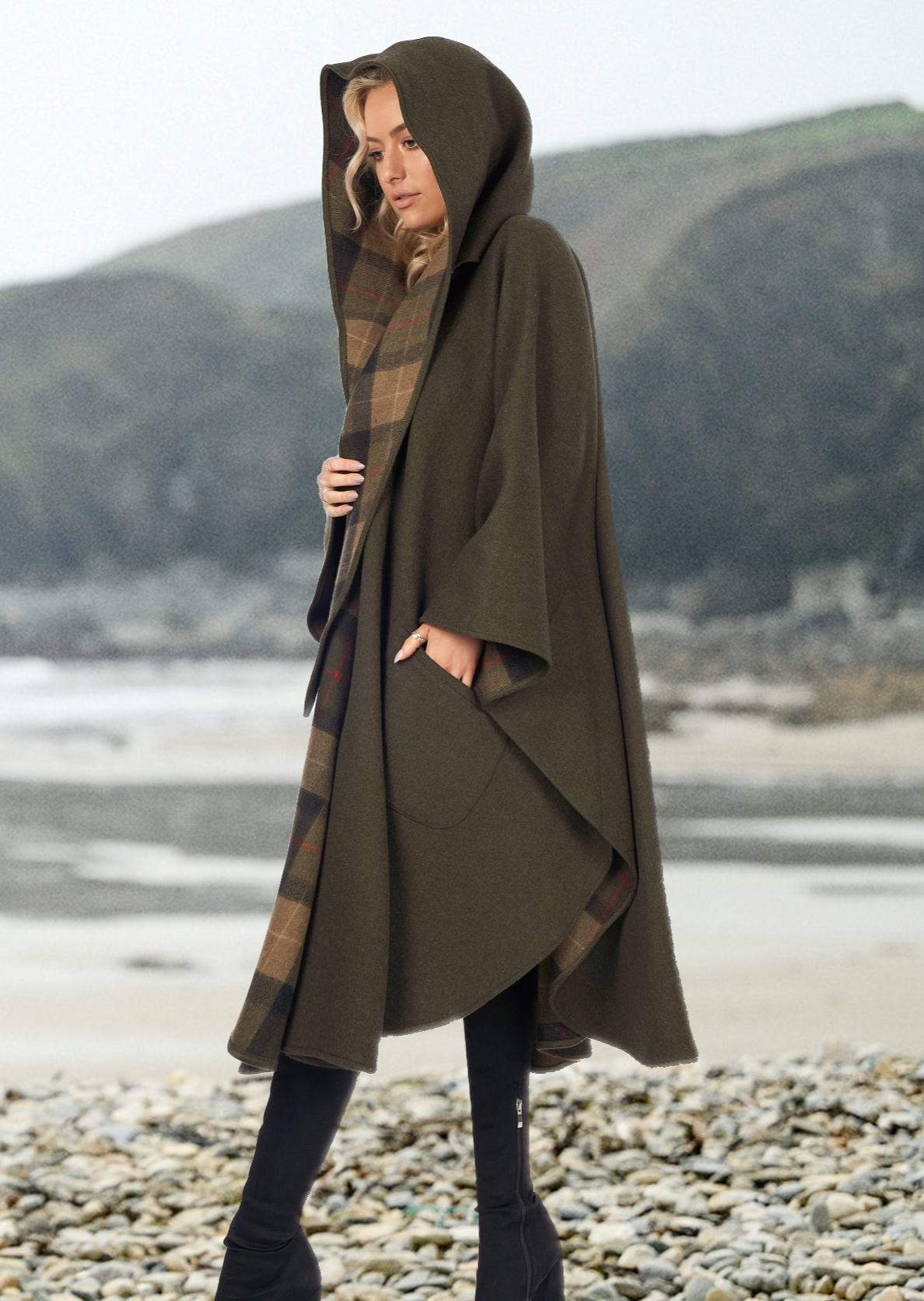 Jimmy Hourihan Moss Green Wool Walking Cape