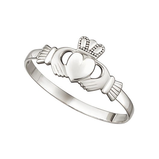14K White Gold Mini Claddagh Ring