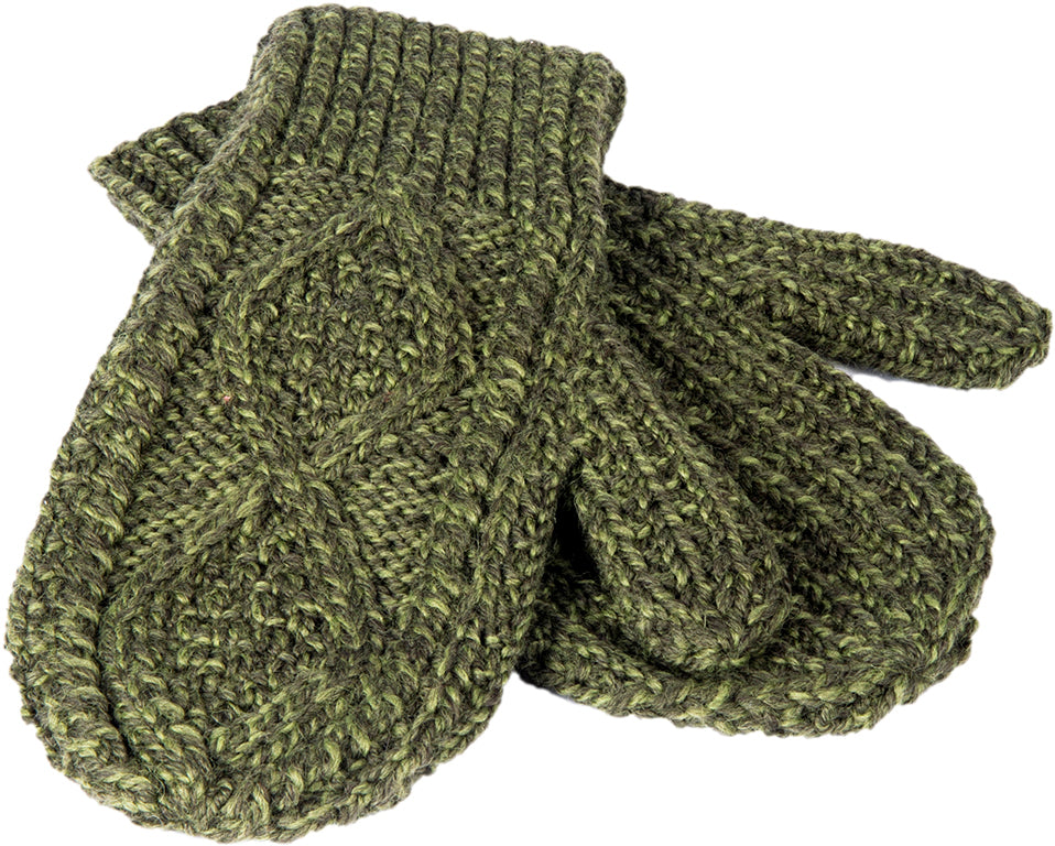 Merino Wool Hand Knit Aran Mittens