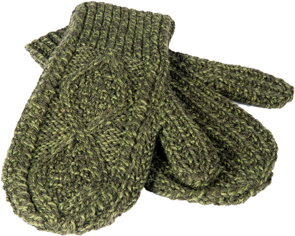 Merino Wool Hand Knit Aran Mittens