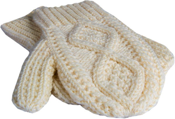 Merino Wool Hand Knit Aran Mittens