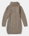Oatmeal Cowl Neck Aran Sweater Dress