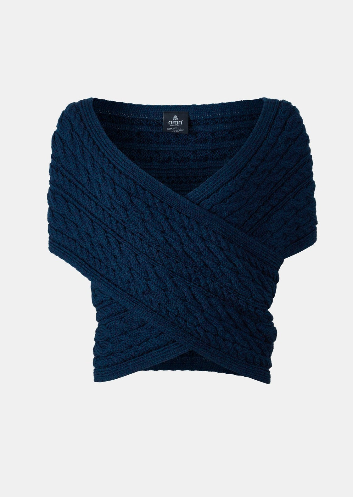 Blackwatch Aran Cable Crossover Wrap With Buttons