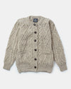 Aran Woollen Mills Pure Wool Aran Cardigan | Oatmeal