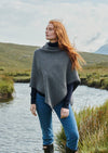 Ladies Charcoal Herringbone Poncho