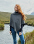 Ladies Herringbone Poncho | Charcoal