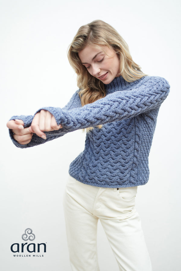 Aran Crafted Denim Crew Neck Sweater