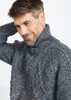 Aran Hand Knit Charcoal Men's Cardigan