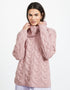 Aran Cowl Neck Chunky Sweater - Pink