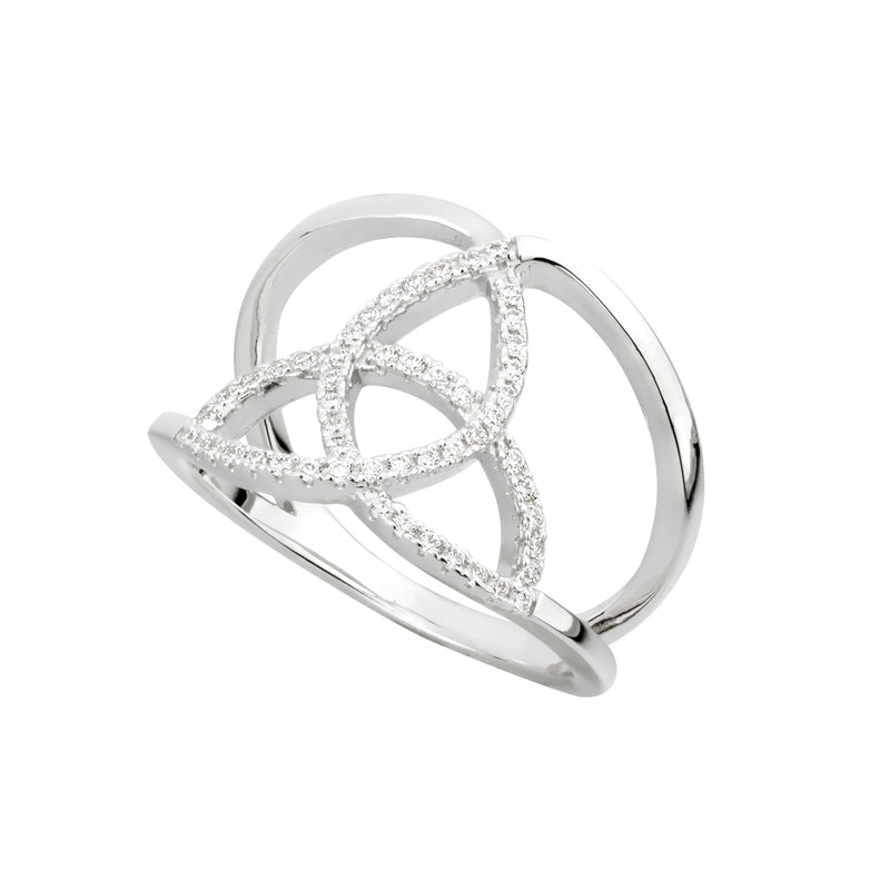 CZ Silver Trinity Knot Ring