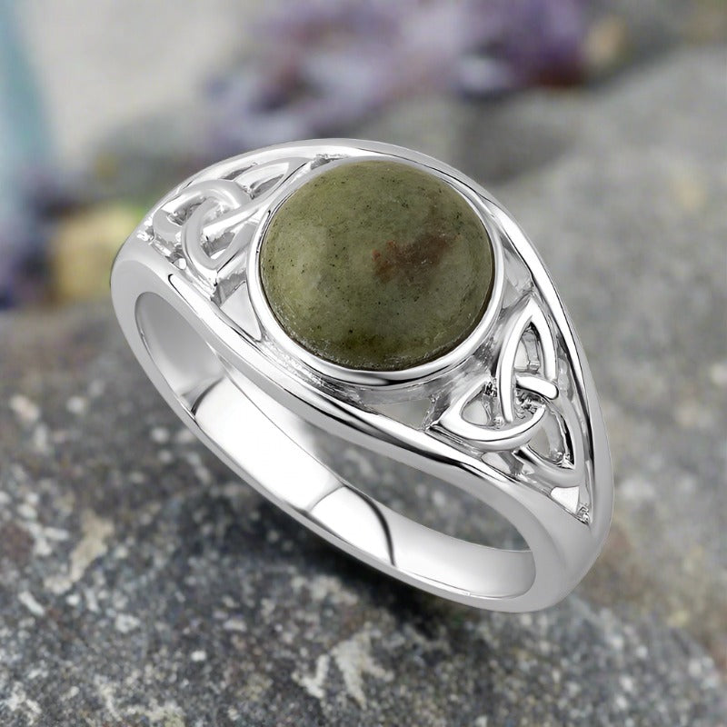 Connemara Marble Celtic Trinity Knot Ring