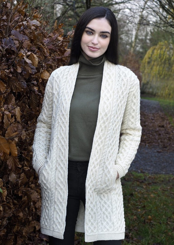 Aran Celtic Braid Edge Coat Natural