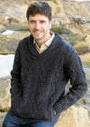 Dublin Shawl Collar Cormonant Blue Aran Sweater