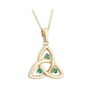 Solvar 14K Gold Emerald Trinity Knot Pendant s45589