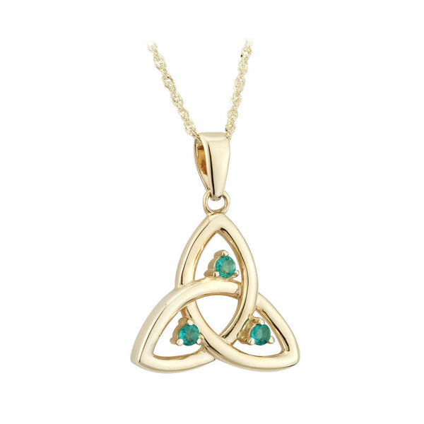 Solvar 14K Gold Emerald Trinity Knot Pendant s45589