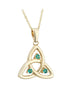 14K Gold Emerald Trinity Knot Pendant