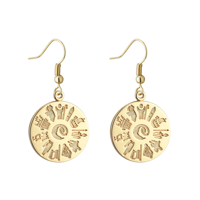 Solvar History of Ireland 14K Disc Drop Earrings