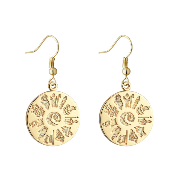 Solvar History of Ireland 14K Disc Drop Earrings