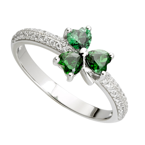 Green Cubic Zirconia Shamrock Ring