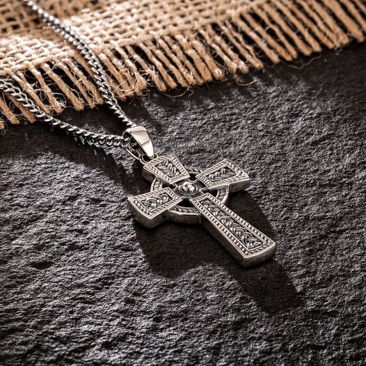 Silver Oxidised Celtic Cross Pendant