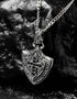 Sterling Silver Men’s Black Spinel Celtic Cross Shield Necklace